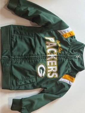 NFL Green Packers Logo Kids Jacket with Yellow & White Accents